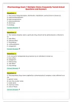 Pharmacology Exam 1 Multiple Choice Frequently Tested Actual&NewLine;Questions and Answers