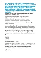ATI TEAS 2026&sol;2027 &vert; ATI TEAS Version 7 Exam Study Guide&comma; Practice Questions & Answers&comma; TEAS 7 Test Prep&comma; Nursing School Entrance Exam&comma; Reading&comma; Mathematics&comma; Science&comma; Anatomy & Physiology&comma; Biology&comma; Chemistry&comma; Scientific Reasoning&comma; English & Language Usage