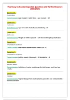 Pharmacy technician Expected Questions and Verified Answers&NewLine;&lpar;2026-2027&rpar;