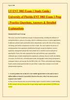 UF ENT 3003 Exam 1 Study Guide &vert; University of Florida ENT 3003 Exam 1 Prep &vert; Practice Questions&comma; Answers & Detailed Explanations