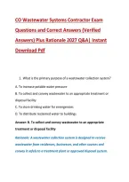 CO Wastewater Systems Contractor Exam &NewLine;Questions and Correct Answers &lpar;Verified &NewLine;Answers&rpar; Plus Rationale 2027 Q&A&vert; Instant &NewLine;Download Pdf