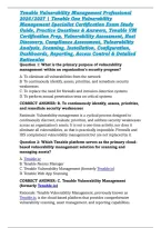 Tenable Vulnerability Management Professional 2026&sol;2027 &vert; Tenable One Vulnerability Management Specialist Certification Exam Study Guide&comma; Practice Questions & Answers&comma; Tenable VM Certification Prep&comma; Vulnerability Assessment&comma; Host Discovery&comma; Compliance Ass