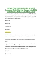 NUR 265 Final Exam V2 &vert; NUR 265 Advanced &NewLine;Concepts of Medical&ndash;Surgical Nursing &vert; Actual Q&A &NewLine;with Rationale &lpar;NUR 265 Final Exam&rpar; &vert; Galen
