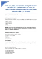 NUR 631 &lpar;GCU&rpar; EXAM 4 2026&sol;2027 &vert; ADVANCED PHYSIOLOGY & PATHOPHYSIOLOGY &vert; 40 VERIFIED Q&A &vert; DETAILED RATIONALES &vert; PASS GUARANTEED &ndash; A&plus; GRADED