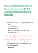 CO Environmental Systems Contractor Exam &NewLine;Questions and Correct Answers &lpar;Verified &NewLine;Answers&rpar; Plus Rationale 2027 Q&A&vert; Instant &NewLine;Download Pdf 