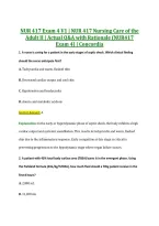 NUR 417 Exam 4 V1 &vert; NUR 417 Nursing Care of the &NewLine;Adult II &vert; Actual Q&A with Rationale &lpar;NUR417 &NewLine;Exam 4&rpar; &vert; Concordia