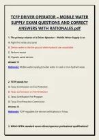 TCFP DRIVER OPERATOR &ndash; MOBILE WATER SUPPLY EXAM QUESTIONS AND CORRECT ANSWERS WITH RATIONALES&period;pdf&NewLine;