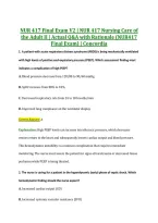NUR 417 Final Exam V2 &vert; NUR 417 Nursing Care of &NewLine;the Adult II &vert; Actual Q&A with Rationale &lpar;NUR417 &NewLine;Final Exam&rpar; &vert; Concordia