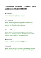 PSYCHOLOGY 2301 EXAM 1 COMPLETE STUDY&NewLine;GUIDE WITH SOLVED QUESTIONS