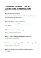 PSYCHOLOGY 2301 EXAM 1 PRACTICE&NewLine;QUESTIONS AND DETAILED SOLUTIONS