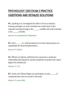 PSYCHOLOGY 2301 EXAM 2 PRACTICE&NewLine;QUESTIONS AND DETAILED SOLUTIONS