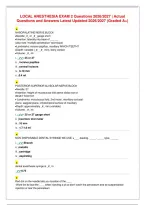 LOCAL ANESTHESIA EXAM 2 Questions 2026／2027 ｜ Actual Questions and Answers Latest Updated 2026