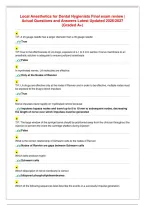Local Anesthetics for Dental Hygienists Final exam review ｜ Actual Questions and Answers Latest