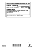 Pearson Edexcel International Advanced Level Mathematics Further Pure F2 &ndash; May 2026 Question Paper with Complete Mark Scheme & Worked Solutions WFM02&sol;01A