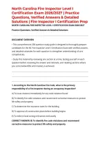 North Carolina Fire Inspector Level I Certification Exam 2026&sol;2027 &vert; Practice Questions&comma; Verified Answers & Detailed Solutions &vert; Fire Inspector I Certification Prep