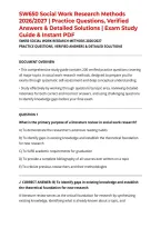 SW650 Social Work Research Methods 2026&sol;2027 &vert; Practice Questions&comma; Verified Answers & Detailed Solutions &vert; Exam Study Guide & Instant PDF