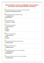 Maternal Newborn Practice Test 2026／2027 ｜ Actual Questions and Answers Latest Updated 2026／2027