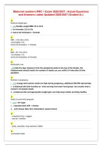 Maternal newborn RNC 1 Exam 2026／2027 ｜ Actual Questions and Answers Latest Updated 2026／2027