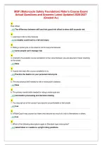 MSF &lpar;Motorcycle Safety Foundation&rpar; Rider's Course Exam&vert;&NewLine;Actual Questions and Answers Latest Updated 2026&sol;2027&NewLine;&lpar;Graded A&plus;&rpar;