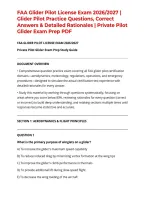 FAA Glider Pilot License Exam 2026&sol;2027 &vert; Glider Pilot Practice Questions&comma; Correct Answers & Detailed Rationales &vert; Private Pilot Glider Exam Prep PDF