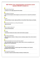 MSF Written Test ｜ Actual Questions and Answers Latest Updated 2026／2027 &lpar;Graded A&plus;