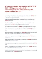 BLS test questions and answers&lpar;AHA&rpar; &vert; COMPLETE &NewLine;EXAM SET &lpar;questions and verified &NewLine;answers&rpar;frequently most tested questions &vert; 100&percnt; &NewLine;passed&vert; already graded A&plus;&excl;&excl;