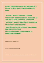 Kinn's The Medical Assistant Niedzwiecki and Pepper 15th Edition Comprehensive Test Bank with Complete Practice Questions and Answers Covering Clinical Procedures Administrative Skills Medical Terminology Patient Care Pharmacology Anatomy and Physi