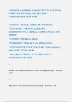 Medical Assisting Blesi 8th Edition Comprehensive Test Bank with Complete Practice Questions and Answers Covering Clinical Procedures Administrative Skills Medical Terminology Anatomy and Physiology Patient Care Pharmacology Laboratory Procedures and Exam