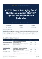 NUR 257 Concepts of Aging Exam 3 Questions & Answers 2026&sol;2027 Updated Verified Edition with Rationales