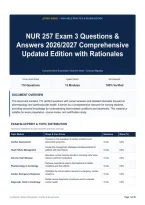 NUR 257 Exam 3 Questions & Answers 2026&sol;2027 Comprehensive Updated Edition with Rationales
