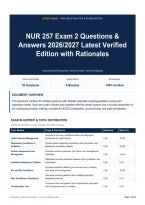 NUR 257 Exam 2 Questions & Answers 2026&sol;2027 Latest Verified Edition with Rationales