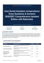 Iowa Dental Assistant Jurisprudence Exam Questions & Answers 2026&sol;2027 Comprehensive Updated Edition with Rationales