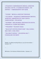 Pearson's Comprehensive Medical Assisting Beaman Routh and Fleming-McCormick 5th Edition Comprehensive Test Bank with Complete Practice Questions and Answers Covering Clinical Procedures Administrative Skills Medical Terminology Anatomy and Physiol