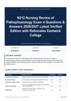 N212 Nursing Review of Pathophysiology Exam 4 Questions & Answers 2026&sol;2027 Latest Verified Edition with Rationales Eastwick College