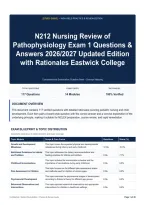 N212 Nursing Review of Pathophysiology Exam 1 Questions & Answers 2026&sol;2027 Updated Edition with Rationales Eastwick College