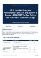 N212 Nursing Review of Pathophysiology Exam 2 Questions & Answers 2026&sol;2027 Verified Edition with Rationales Eastwick College