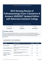 N212 Nursing Review of Pathophysiology Exam 2 Questions & Answers 2026&sol;2027 Updated Edition with Rationales Eastwick College