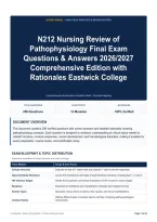 N212 Nursing Review of Pathophysiology Final Exam Questions & Answers 2026&sol;2027 Comprehensive Edition with Rationales Eastwick College