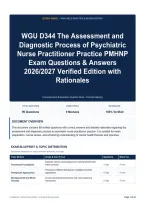 WGU D344 The Assessment and Diagnostic Process of Psychiatric Nurse Practitioner Practice PMHNP Exam Questions & Answers 2026&sol;2027 Verified Edition with Rationales