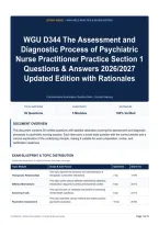 WGU D344 The Assessment and Diagnostic Process of Psychiatric Nurse Practitioner Practice Section 1 Questions & Answers 2026&sol;2027 Updated Edition with Rationales