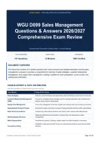 WGU D099 Sales Management Questions & Answers 2026&sol;2027 Comprehensive Exam Review