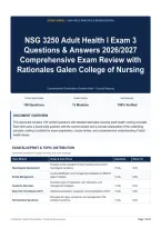 NSG 3250 Adult Health I Exam 3 Questions & Answers 2026&sol;2027 Comprehensive Exam Review with Rationales Galen College of Nursing