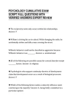 PSYCHOLOGY CUMULATIVE EXAM&NewLine;SCRIPT FULL QUESTIONS WITH&NewLine;VERIFIED ANSWERS EXPERT REVIEW