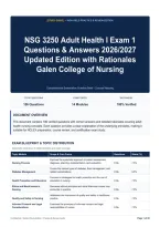 NSG 3250 Adult Health I Exam 1 Questions & Answers 2026&sol;2027 Updated Edition with Rationales Galen College of Nursing