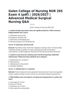 Galen College of Nursing NUR 265 Exam 4 &lpar;pdf&rpar; &vert; 2026&sol;2027 &vert; Advanced Medical Surgical Nursing Q&A