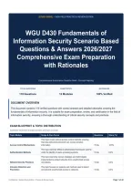 WGU D430 Fundamentals of Information Security Scenario Based Questions & Answers 2026&sol;2027 Comprehensive Exam Preparation with Rationales