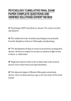 PSYCHOLOGY CUMULATIVE FINAL EXAM&NewLine;PAPER COMPLETE QUESTIONS AND&NewLine;VERIFIED SOLUTIONS EXPERT REVIEW