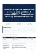 Illinois Nursing Home Administrator Licensure Exam Questions & Answers 2026&sol;2027 Complete State Licensing Review with Rationales