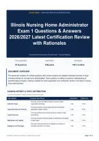 Illinois Nursing Home Administrator Exam 1 Questions & Answers 2026&sol;2027 Latest Certification Review with Rationales