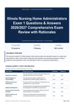 Illinois Nursing Home Administrators Exam 1 Questions & Answers 2026&sol;2027 Comprehensive Exam Review with Rationales